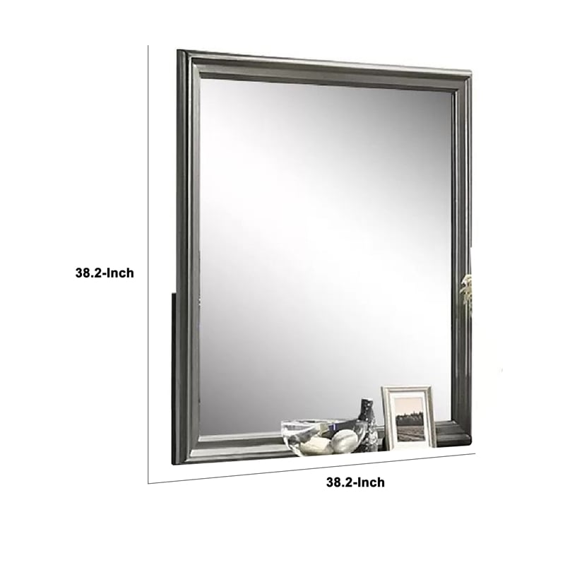 Modern Dresser Mirror-Dark Gray-Square 38 Inch Solid Wood Frame
