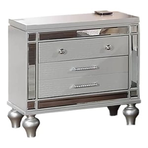 Bailey Nightstand with 2 Drawers and USB Port-Silver Acacia Wood