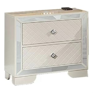 Athon Nightstand with 2 Drawers-Built-In Charging Port-Ivory Wood