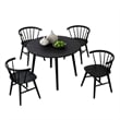 Yely 5pc Dining Table with 4 Windsor Chairs Set-Black Rubberwood