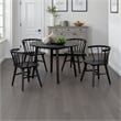 Yely 5pc Dining Table with 4 Windsor Chairs Set-Black Rubberwood