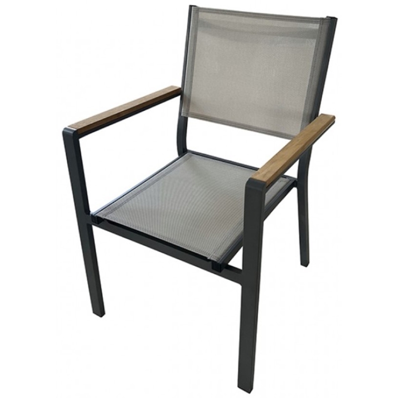 Ankia 5pc Outdoor Dining Table and Chairs Set-Gray-Natural Teak Brown