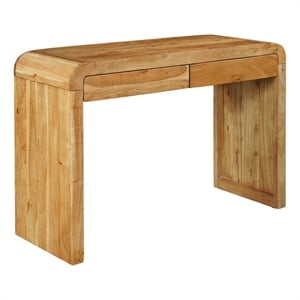 Console Table-43&quot Wide Top-Handcrafted Natural Brown Acacia Wood-Dual Drawer