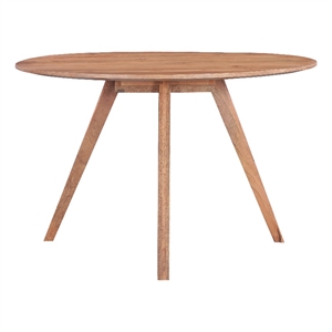Dining Table-47&quot Round Top-Natural Brown Mango Wood-Angled Four Legged Base