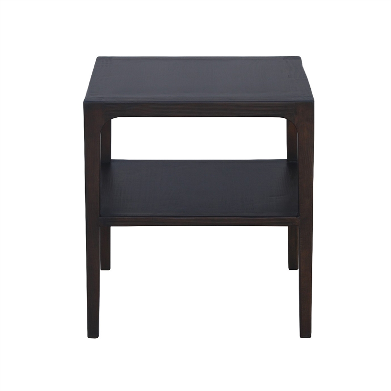 Geni Corner Table-22 Inch Square Top w Shelf-Parsons Style Java Gray