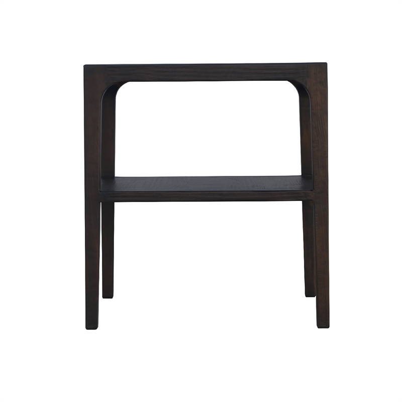 Geni Corner Table-22 Inch Square Top w Shelf-Parsons Style Java Gray