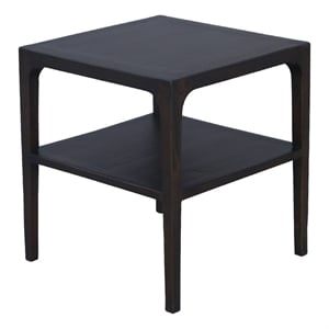 Geni Corner Table-22 Inch Square Top w Shelf-Parsons Style Java Gray