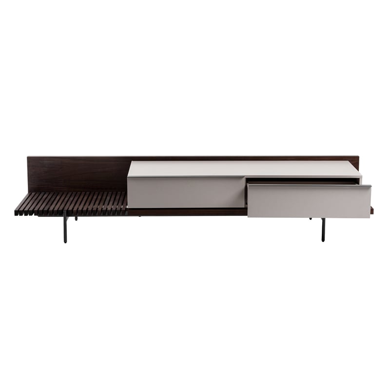 Cid Inish TV Stand Entertainment Center-2 Drawers-Beige-Brown-94 Inch