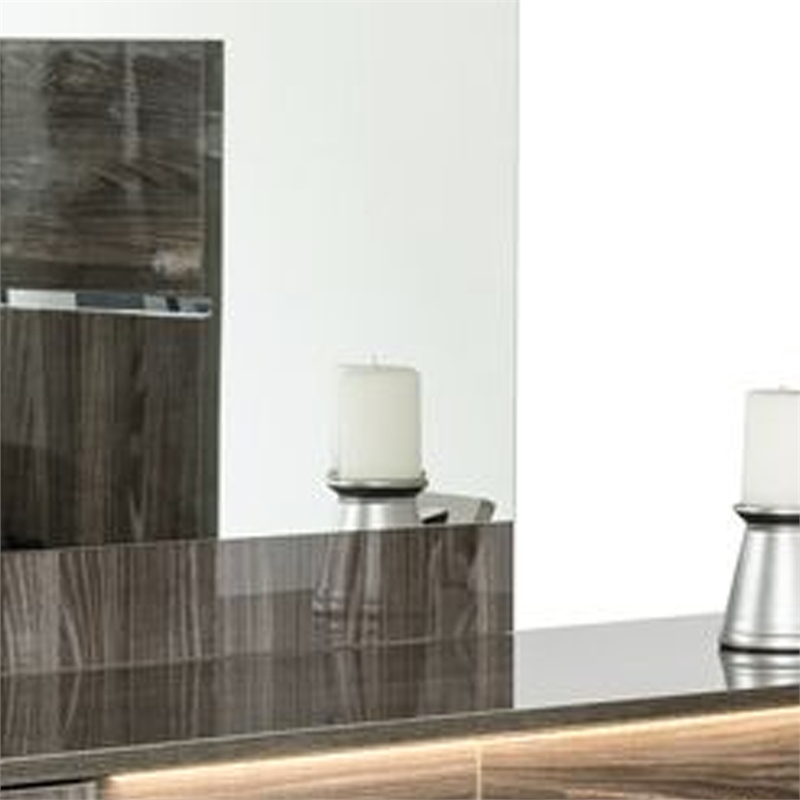 Accent Mirror-Italian Design-41 Inch Elm Gray Lacquer Wood Frame