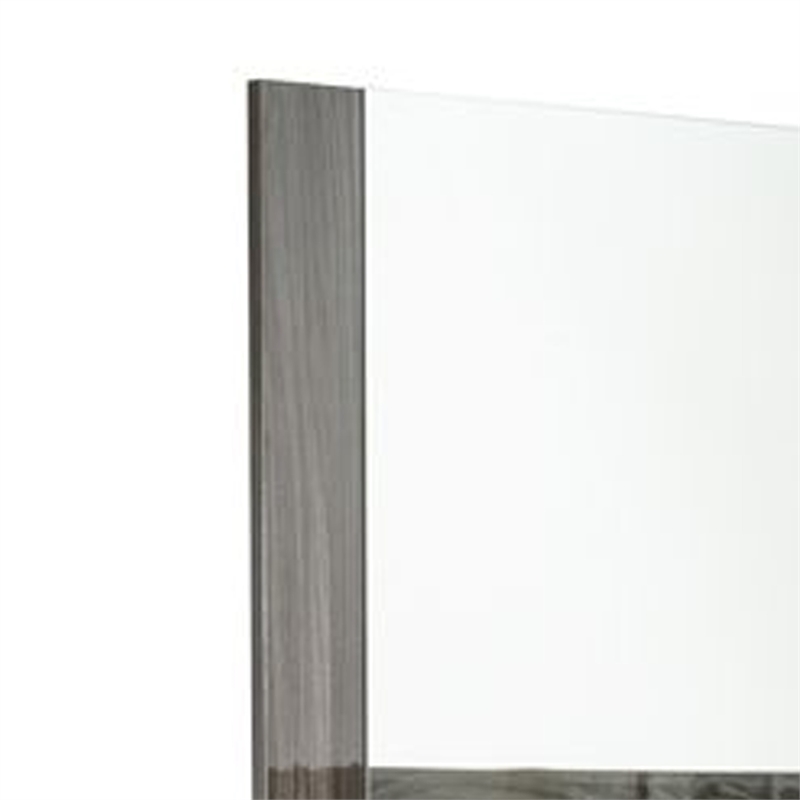 Accent Mirror-Italian Design-41 Inch Elm Gray Lacquer Wood Frame