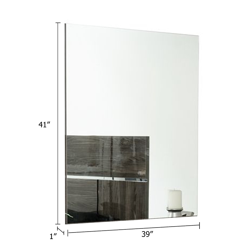 Accent Mirror-Italian Design-41 Inch Elm Gray Lacquer Wood Frame