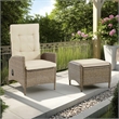 Ankia 4pc Outdoor Reclining Chair and Ottoman Set-Beige Brown Woven