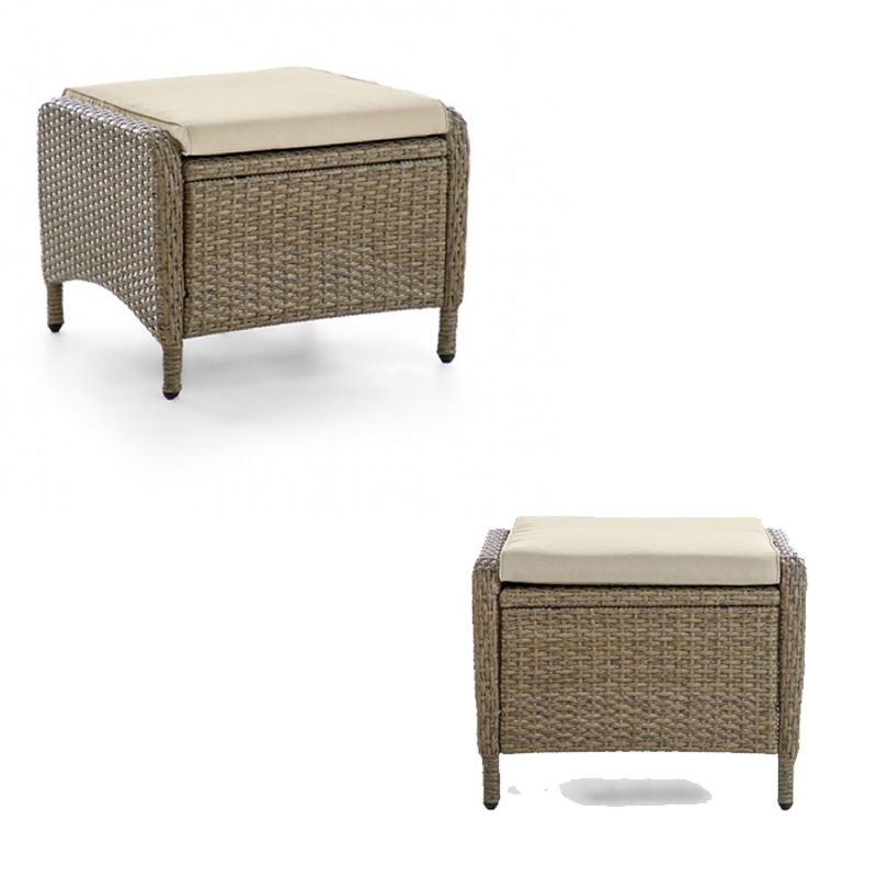 Ankia 4pc Outdoor Reclining Chair and Ottoman Set-Beige Brown Woven