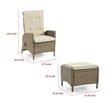 Ankia 4pc Outdoor Reclining Chair and Ottoman Set-Beige Brown Woven
