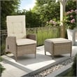 Ankia 4pc Outdoor Reclining Chair and Ottoman Set-Beige Brown Woven