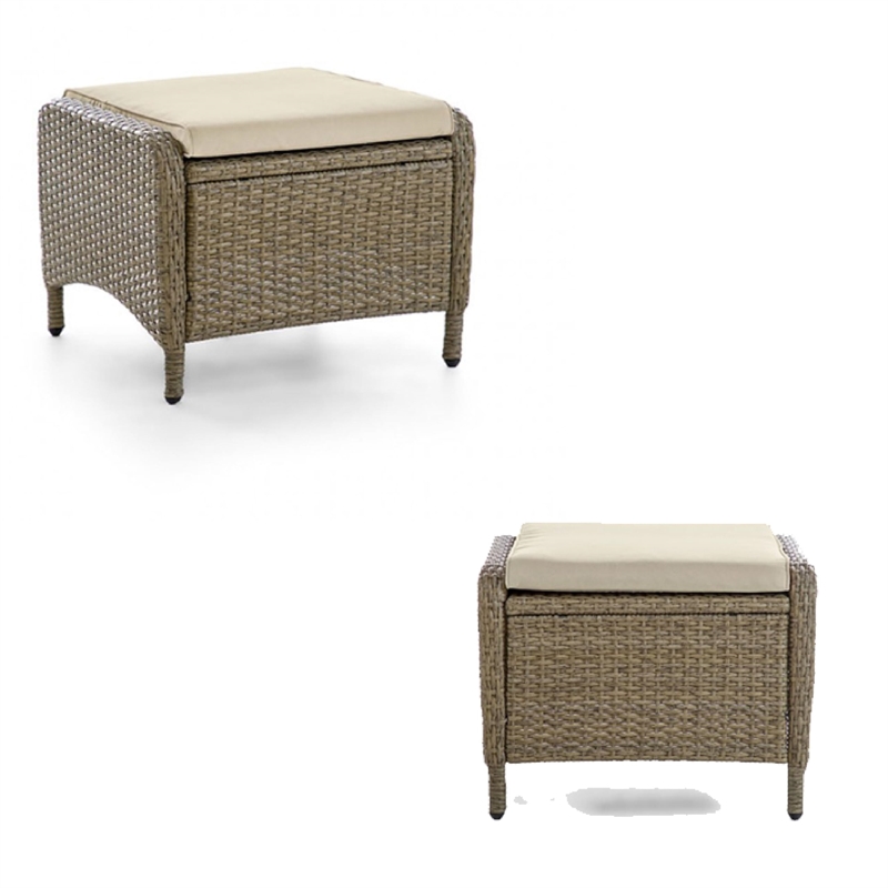 Ankia 4pc Outdoor Reclining Chair and Ottoman Set-Beige Brown Woven