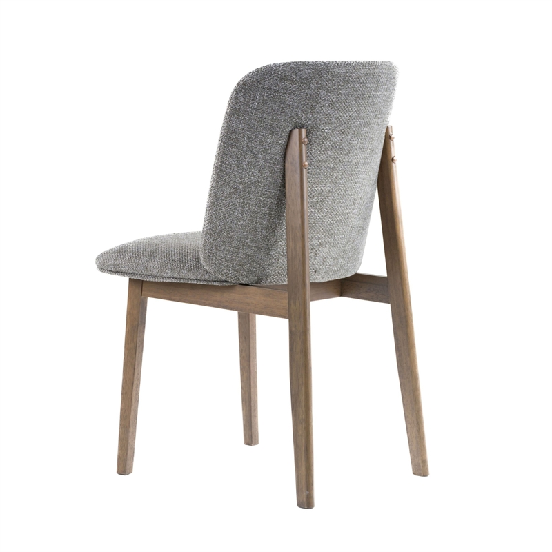 Cid Estele Dining Side Chair Set of 2-Gray Fabric-Wenge Brown Wood