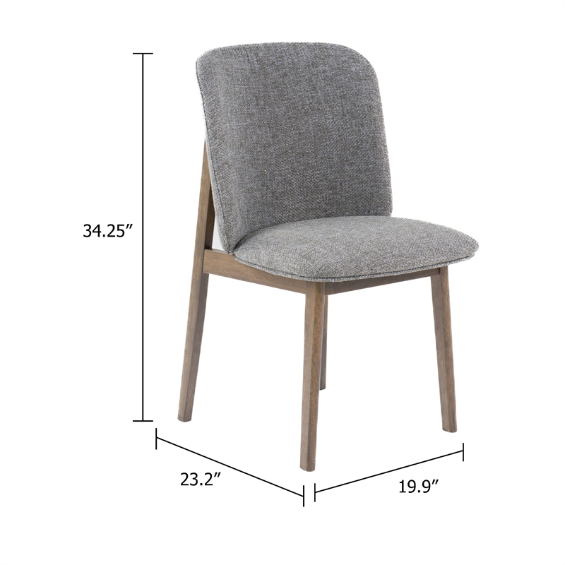Cid Estele Dining Side Chair Set of 2-Gray Fabric-Wenge Brown Wood