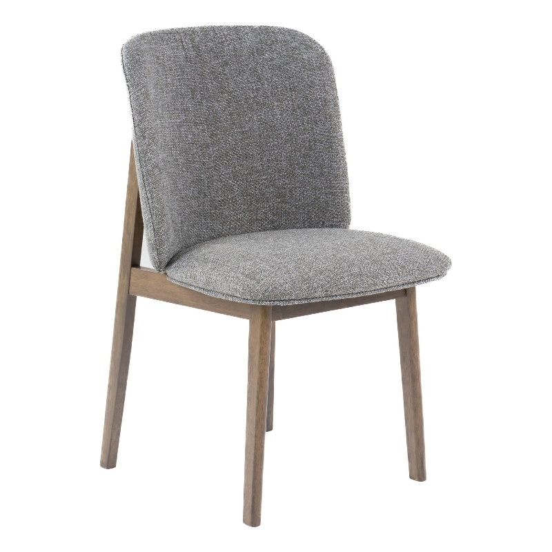 Cid Estele Dining Side Chair Set of 2-Gray Fabric-Wenge Brown Wood