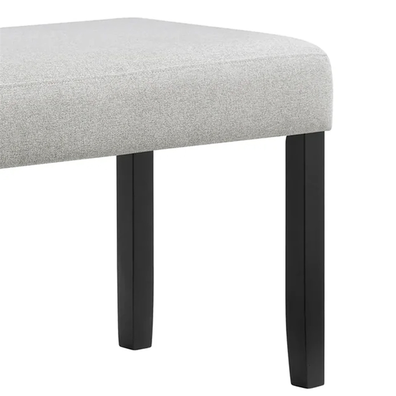 Riac Dining Bench-41 Inch Dove Gray Fabric Seat-Black Wood Legs