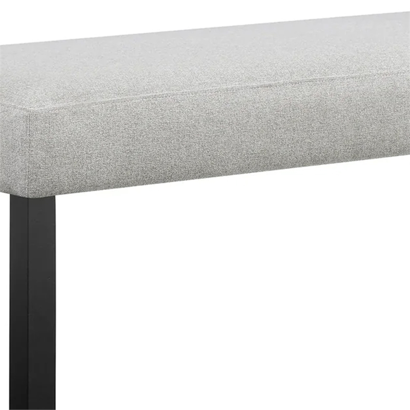 Riac Dining Bench-41 Inch Dove Gray Fabric Seat-Black Wood Legs