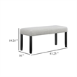 Riac Dining Bench-41 Inch Dove Gray Fabric Seat-Black Wood Legs