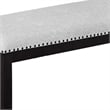 Amber Dining Bench-Gray Fabric Seat w Nailheads-Black Wood-48 Inch