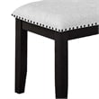 Amber Dining Bench-Gray Fabric Seat w Nailheads-Black Wood-48 Inch