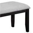 Amber Dining Bench-Gray Fabric Seat w Nailheads-Black Wood-48 Inch