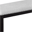 Amber Dining Bench-Gray Fabric Seat w Nailheads-Black Wood-48 Inch