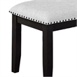 Amber Dining Bench-Gray Fabric Seat w Nailheads-Black Wood-48 Inch