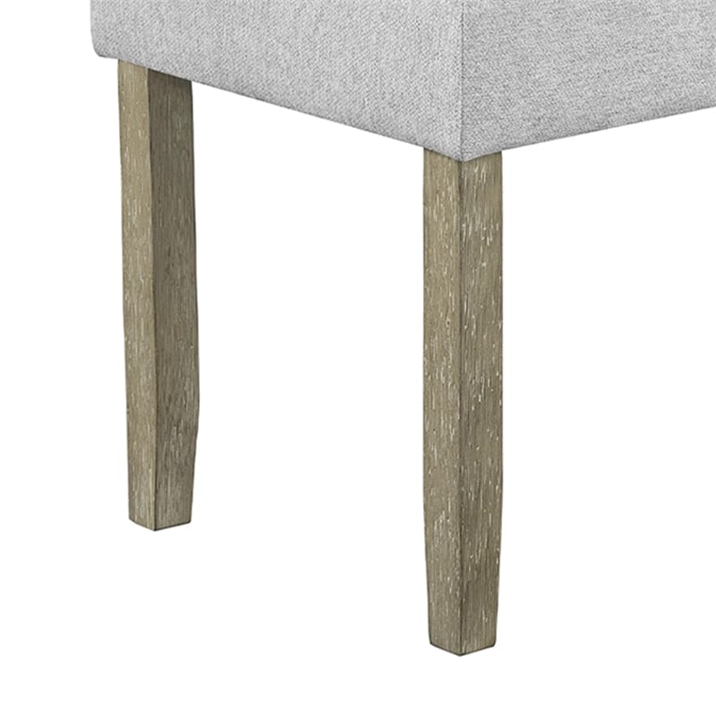 Koji Dining Bench-Gray Fabric Padded Seat-Brown Wood Frame-42 Inch