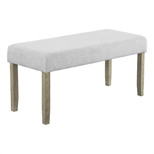 Koji Dining Bench-Gray Fabric Padded Seat-Brown Wood Frame-42 Inch