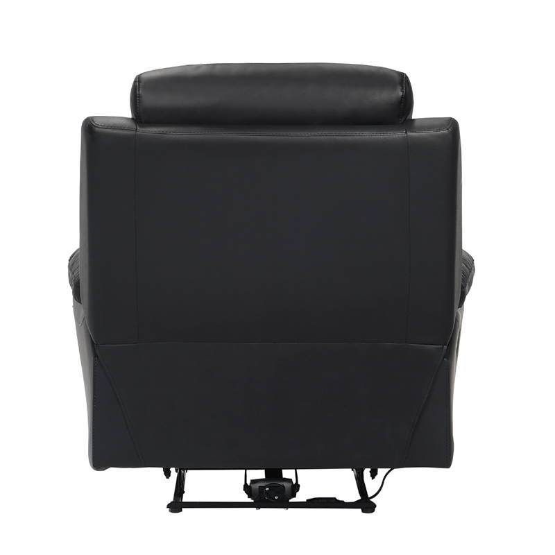Hanna Power Reclining Chair-USB Port-Black Top Grain Leather