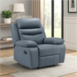 Hanna Manual Reclining Chair-Blue Top Grain Leather Cushions