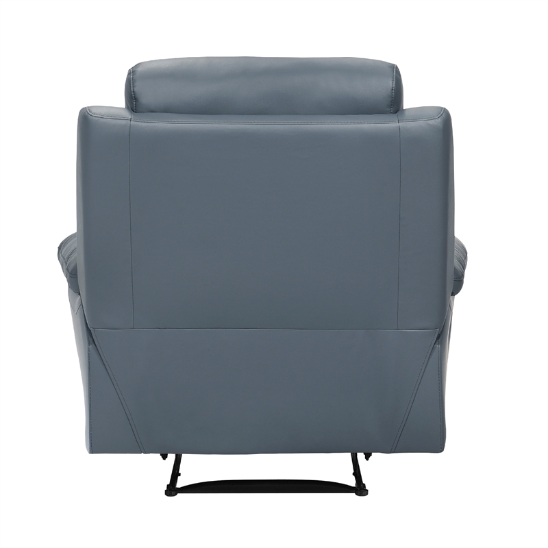 Hanna Manual Reclining Chair-Blue Top Grain Leather Cushions