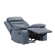 Hanna Manual Reclining Chair-Blue Top Grain Leather Cushions