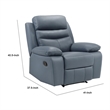 Hanna Manual Reclining Chair-Blue Top Grain Leather Cushions