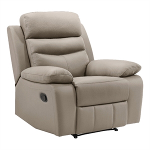 Hanna Manual Reclining Chair-Latte Brown Top Grain Leather Cushions
