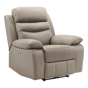 Hanna Power Reclining Chair-Latte Brown Top Grain Leather-USB