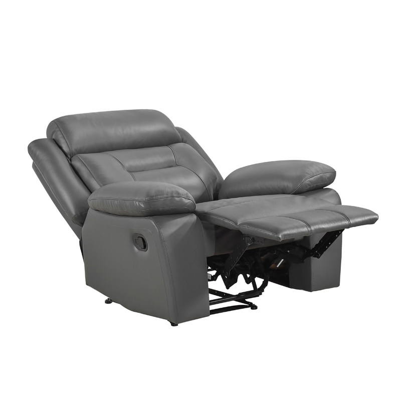 Conia Manual Reclining Chair-Dark Gray Top Grain Leather