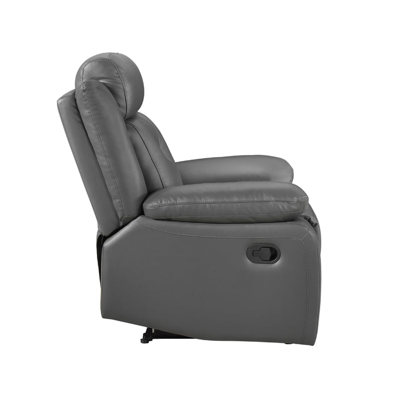 Conia Manual Reclining Chair-Dark Gray Top Grain Leather