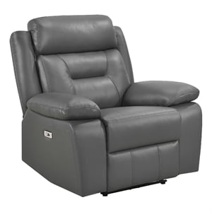 Conia Power Reclining Chair-Dark Gray Top Grain Leather-USB Port