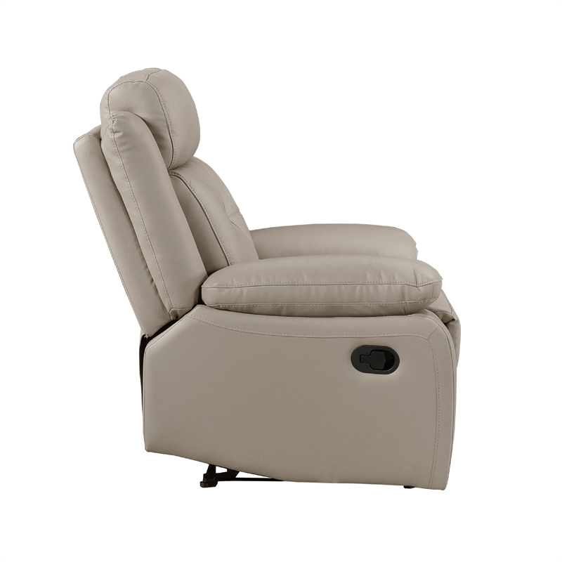 Conia Manual Reclining Chair-Latte Beige Top Grain Leather Cushions