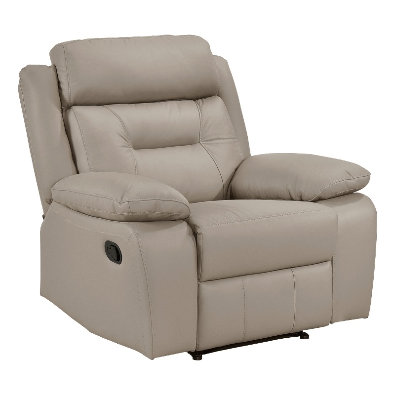 Conia Manual Reclining Chair-Latte Beige Top Grain Leather Cushions