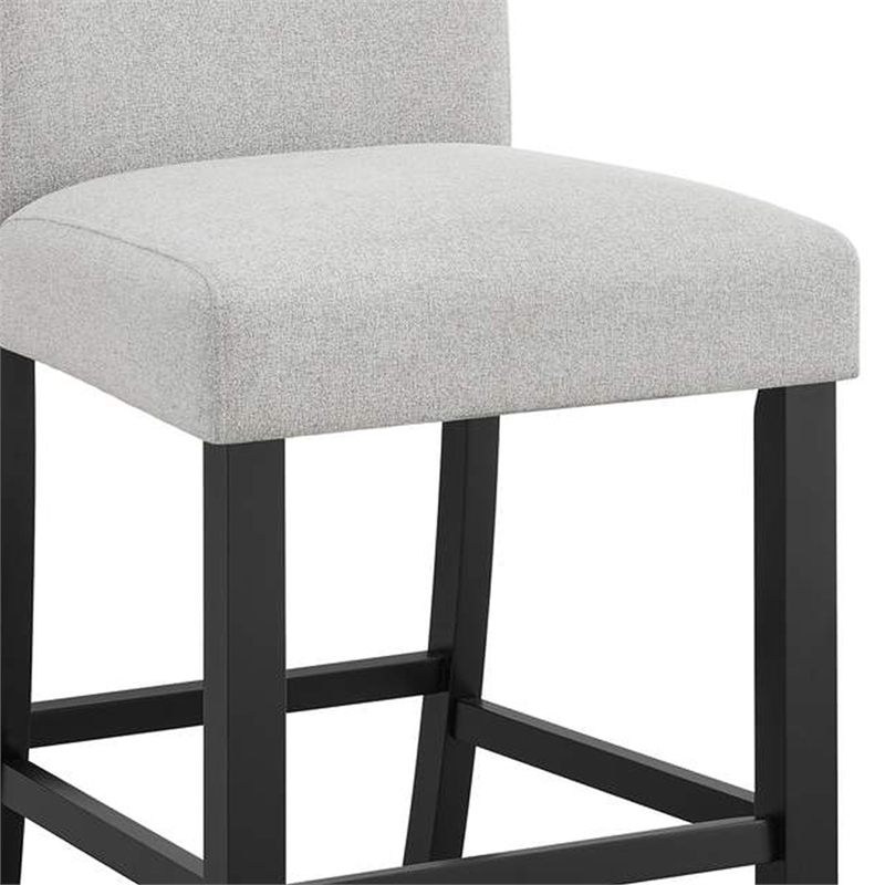 Riac Set of 2 Counter Height Chairs-Black Wood-Dove Gray Fabric Seat
