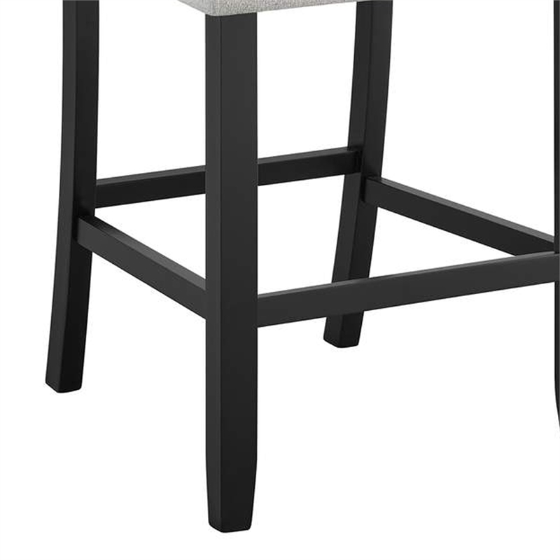 Riac Set of 2 Counter Height Chairs-Black Wood-Dove Gray Fabric Seat