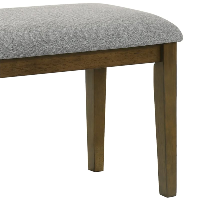 Lyoi Dining Bench-47 Inch Gray Rectangular Fabric Seat-Brown Wood
