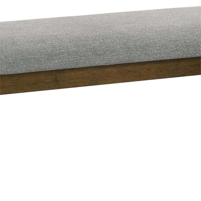 Lyoi Dining Bench-47 Inch Gray Rectangular Fabric Seat-Brown Wood