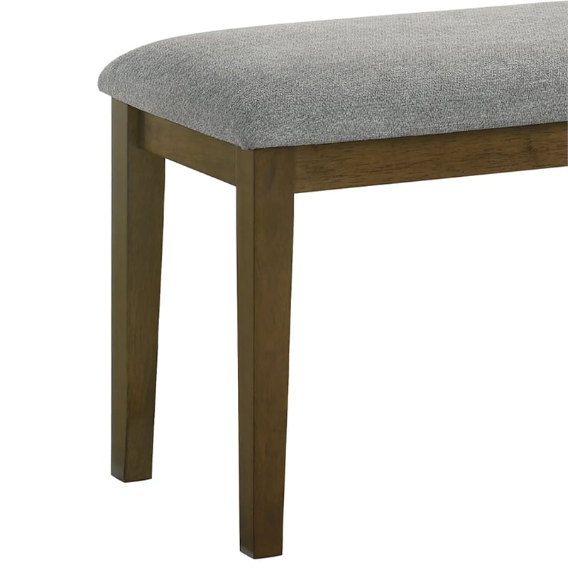 Lyoi Dining Bench-47 Inch Gray Rectangular Fabric Seat-Brown Wood